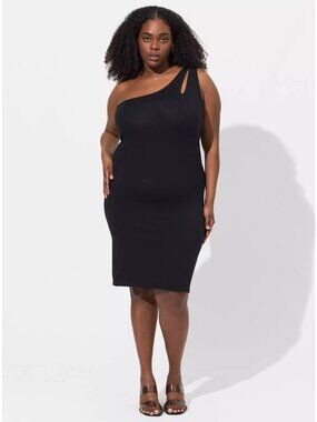 Torrid Mini Foxy Bodycon One Shoulder Dress 3x Holds You In Smooths You Out 3X